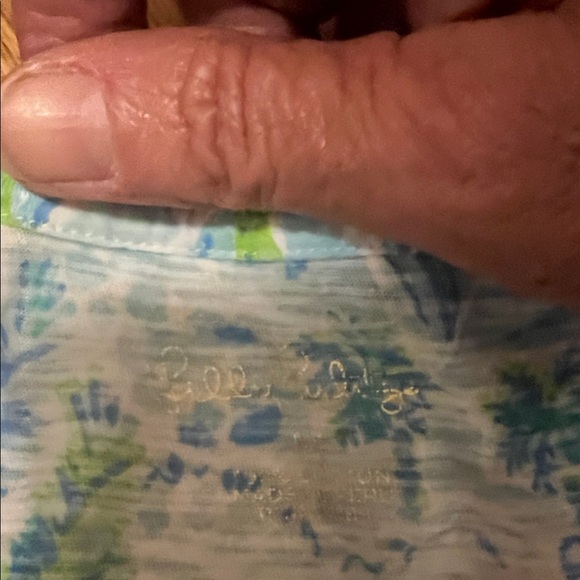 Lilly Pulitzer Tropical Print V-Neck Top - Blue and Pink medium - Picture 2 of 4